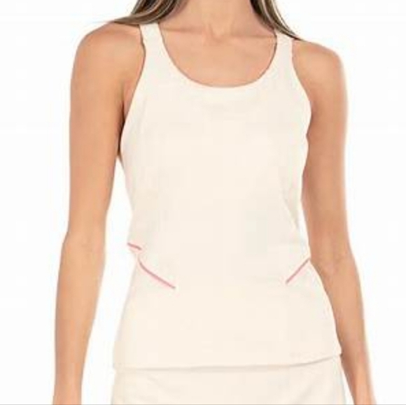 K-Swiss Tops - K-SWISS  Women's Cross Court Tennis Tank cream/ pink sz Large NEW